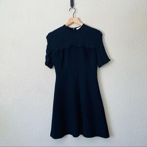 Sandro Navy Blue Cocktail Dress with Textured Neckline